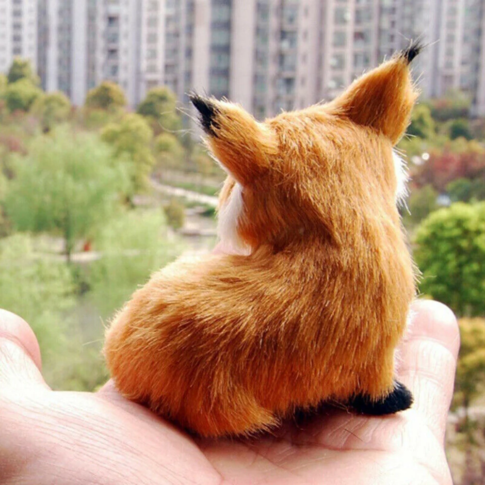 New 1 Pcs Simulation Animal Foxes Plush Toy Doll Realistic Stuffed Animal Soft Plush Kids Toy Sitting Fox Home Decor 9*7*8cm