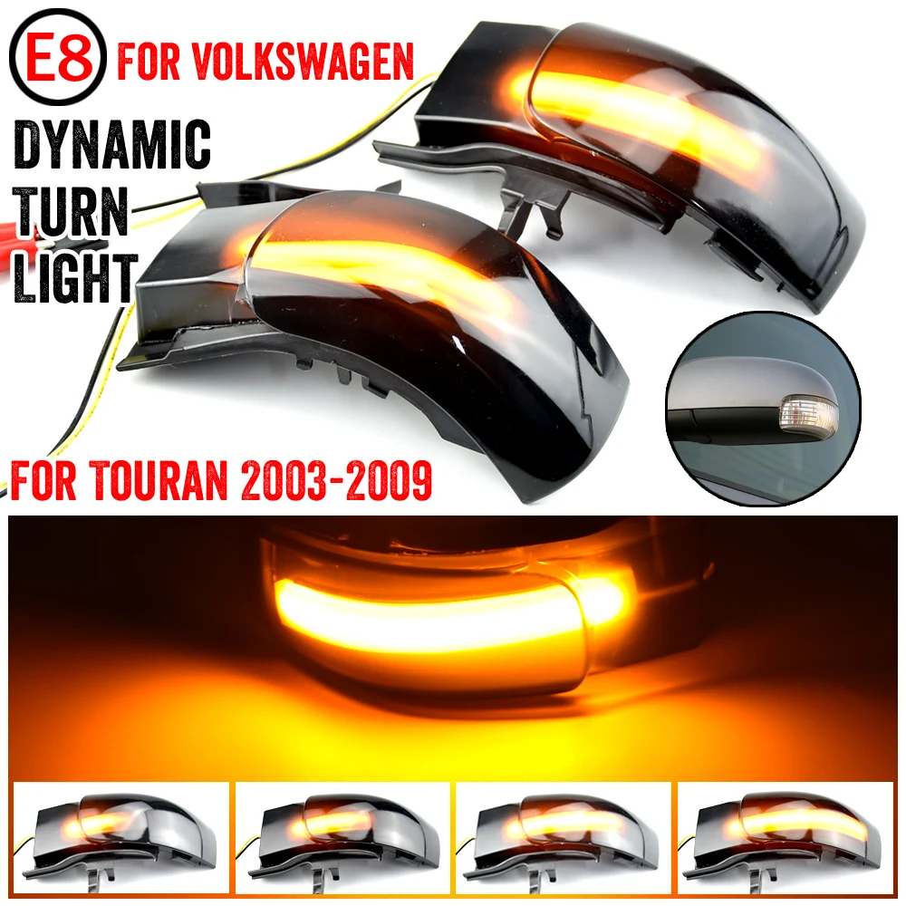 2x For VW Touran 1T1 1T2 2003 2004 2005 2006 2007 2009 Dynamic Blinker LED Turn Signal Light Side Lamp Arrow Mirror Indicator