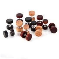 1 pc Fashion Natural Wooden Ear Studs Earnings For Women Men Wood Round Dumbbell Piercing Punk Earrings Stud