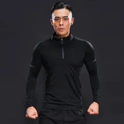 T-shirt de sport à manches longues pour homme, séchage rapide, compression, fitness, course à pied, musculation, marque de haut, chemisier de gym, printemps, automne