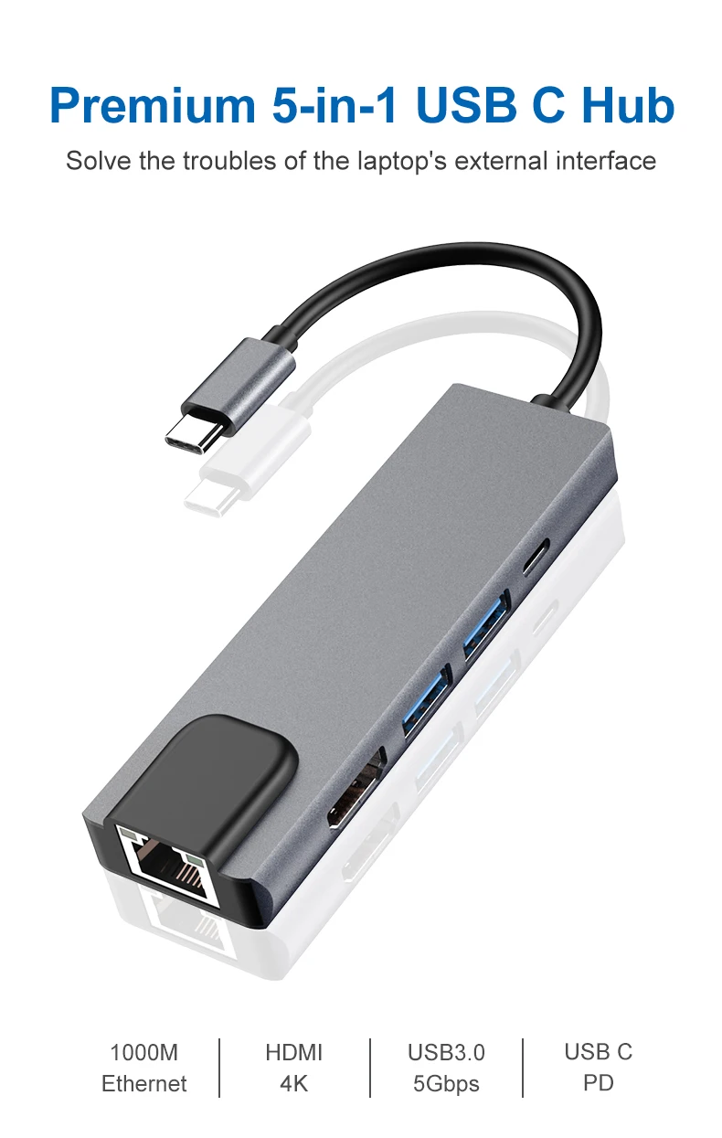 Usb tipo c hub hdmi 4k usb c hub para gigabit ethernet rj45 lan usb 3.0 adaptador para macbook ar pro thunderbolt 3 USB-C carreg