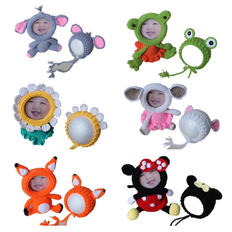 

Newborn Photography Props Cute Baby Hat+ Picture Frames Set Kids Photography Studio Clothing Baby Album Photo Props Accessories