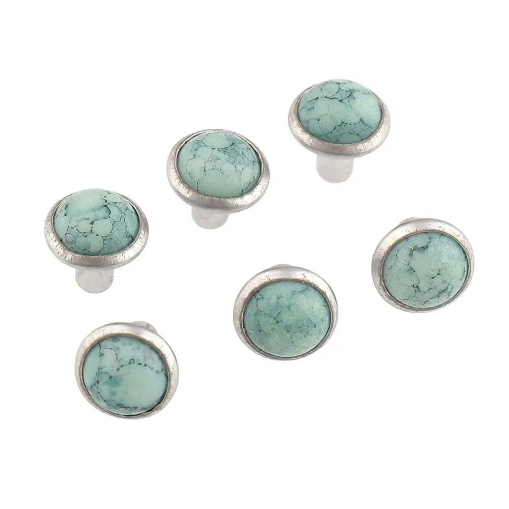 Jade Green Single Cap Rivets,Marbled Pierced for Purse Handbag,Leather DIY Crafts,Beautiful Studs,Decorative Accessories 7x7mm