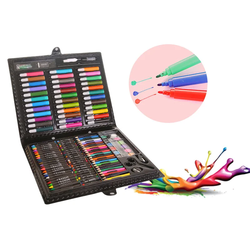 어린이 미술 세트, 수채화 펜, 크레용 오일 파스텔 그림 그리기 도구, 미술 용품 문구 세트, 150 개