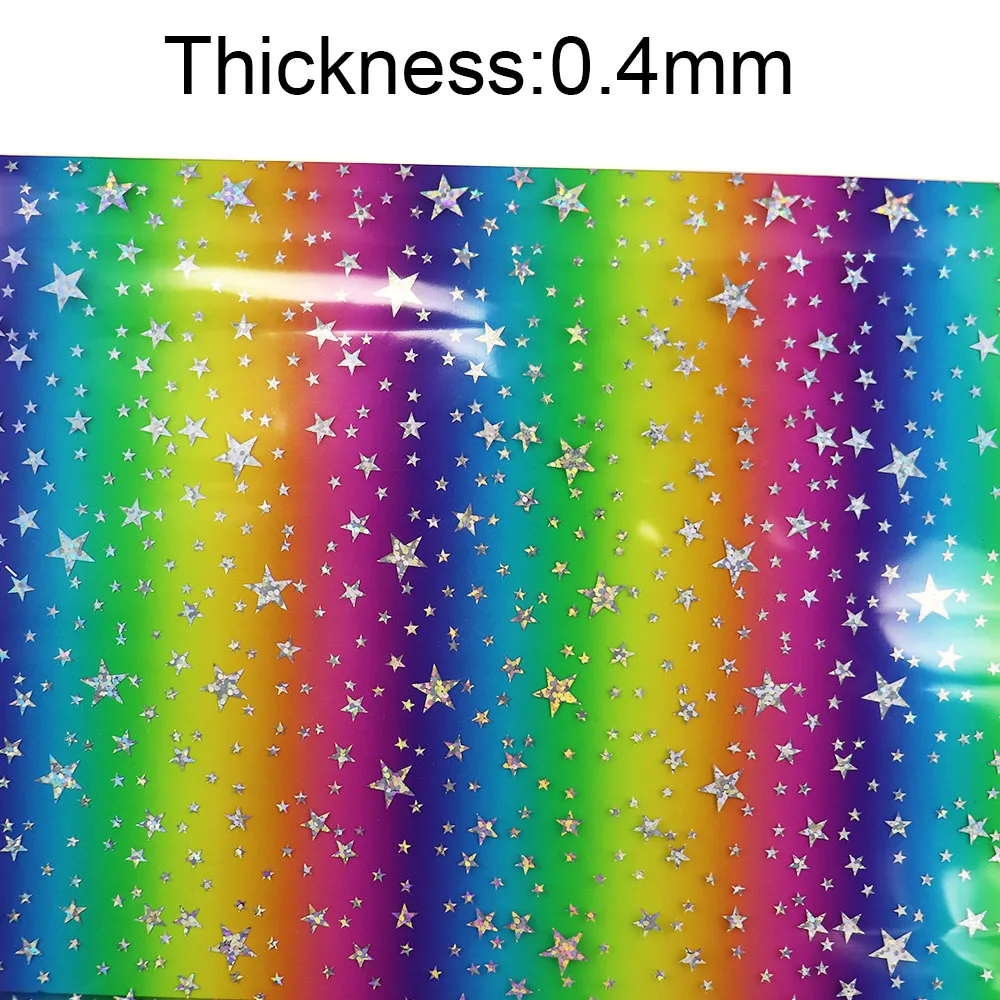 30X134cm Roll Rainbow Stars TPU Transparent Clear Vinyl Fabric Faux Leather For Hahdbages Sewing Project Craft DIY BH430