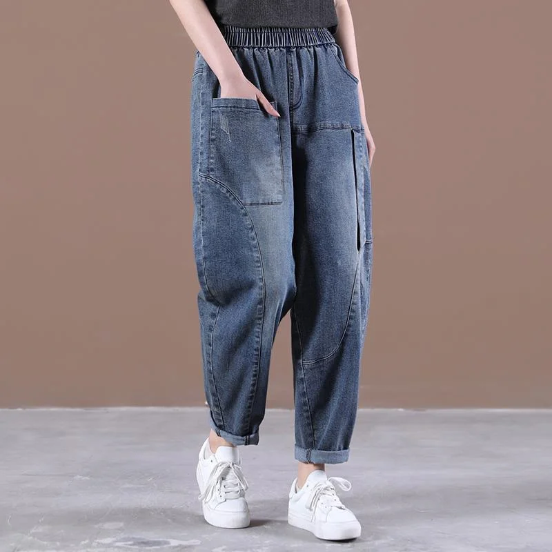 

Socialite Female New Spring Autumn Jeans Harem Pant 2022 Women Korean Loose Casual High Waist Jeans Elastic Waist Trouser A1102