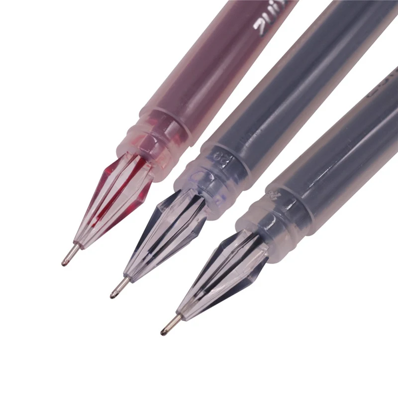 6~12Pc 0.38mm Large-capacity Ink Diamond Tip Gel Pen Black/Blue/Red Refill Exam Signing Writing School Office Supplies