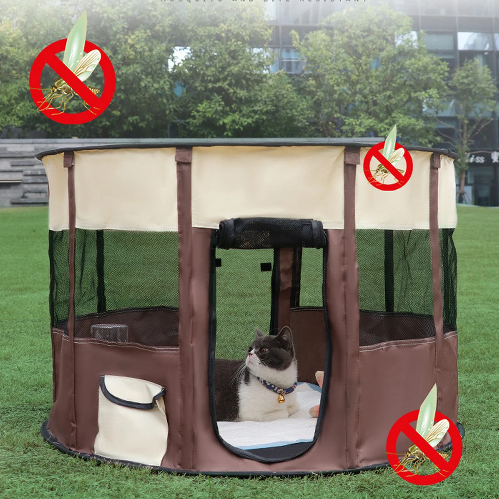 Pet Cage Portable Pet Tent For Dog Outdoor Folding House Cage Cat Playpen Puppy Kennel Round Fence Cats Production Supplies