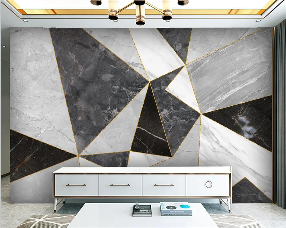 

Beibehang papel de parede индивидуальные современные абстрактные геометрические квадратные золотые треугольные обои для ТВ-фона papier peint
