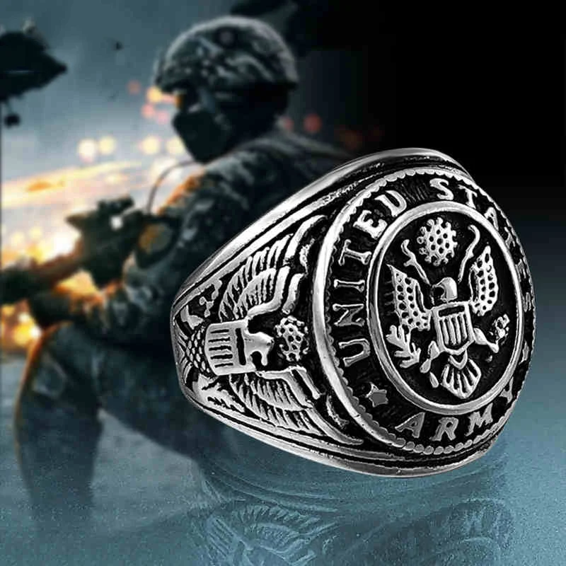 Escudo Real Madrid Templar Air Force Army Shield Special Forces Ring American Eagle Animal Military Rings For Men Jewelry Gift