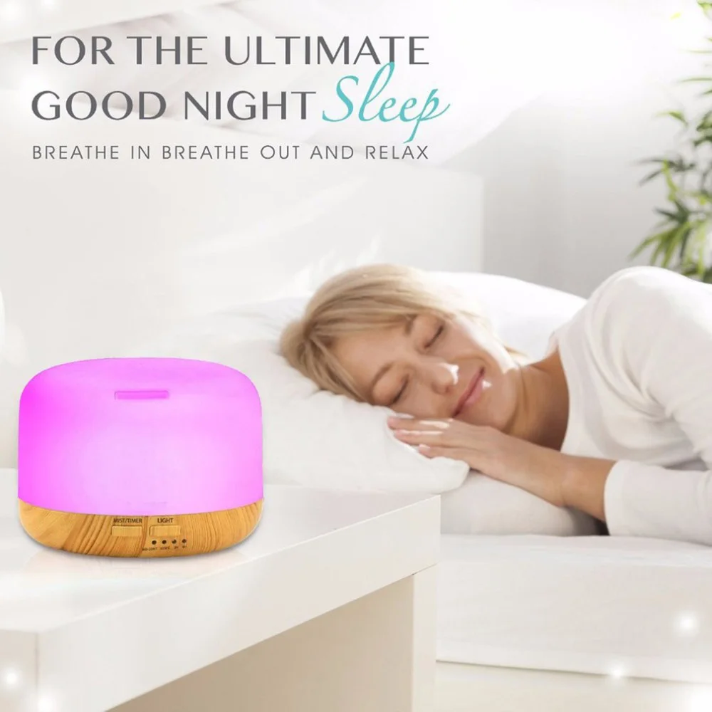 الهواء المرطب بالموجات فوق الصوتية الكهربائية زيت طبيعي الناشر لتنقية المنزل 300 مللي 500 مللي رائحة أنيون ضباب صانع مع 7 LED ليلة مصباح