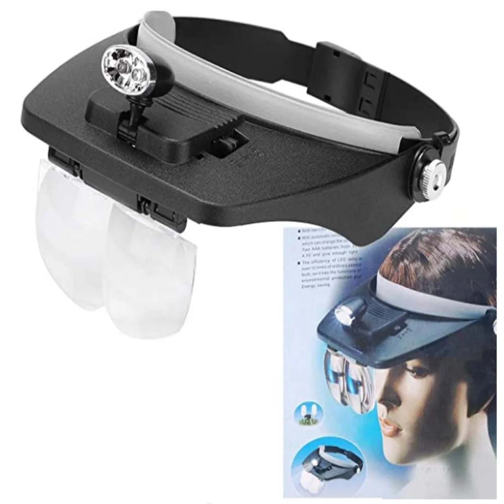 

1Pc Headband Magnifying Glass With Led Lamp Plastic Magnifier For Beekeeping Multiple Magnification Mirror With 5 Lens