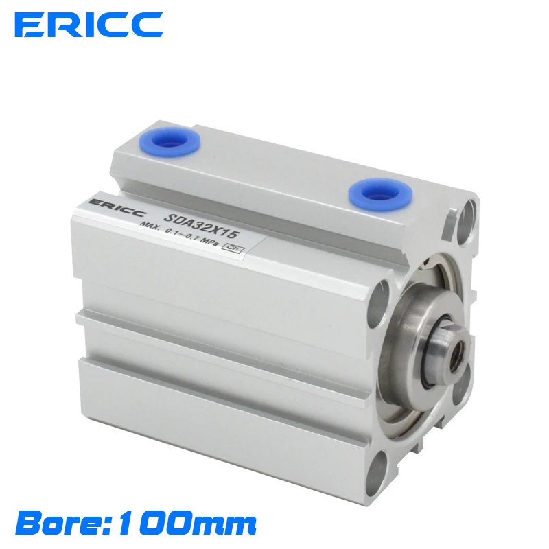 SDA 100mm series Pneumatic Compact air Cylinder Bore to 5 10 15 20 25 30 35 mm Stroke High quality double acting cylinder