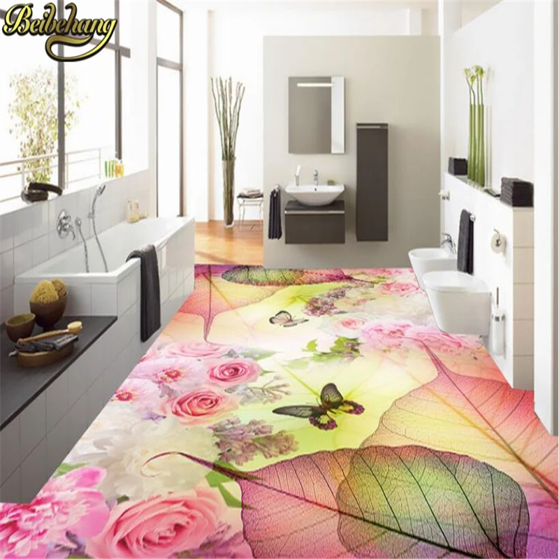 

beibehang Custom Photo Wallpaper Floor Rose flower Floor Painting papel de parede 3d wall papers home decor