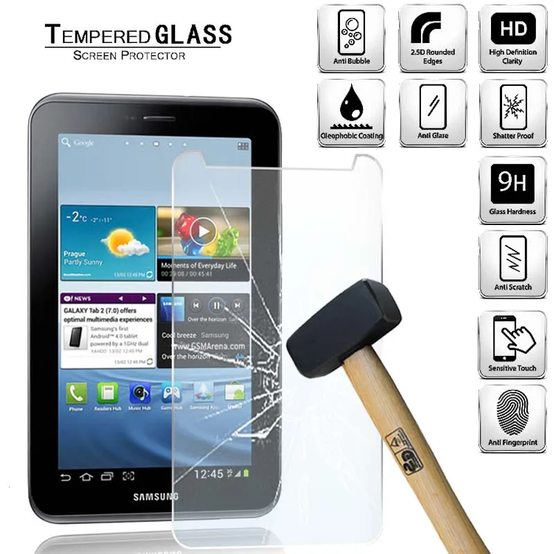 Tablet Tempered Glass Screen Protector Cover for Samsung Galaxy Tab 2 7.0 P3100 Tablet HD Anti-Fingerprint Tempered Film