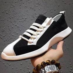 Spring New Patchwork Shoes Men Designer Round Toe Comfortable Platform Sneakers Street Lace Up Hip Hop Shoes Flat Trainers