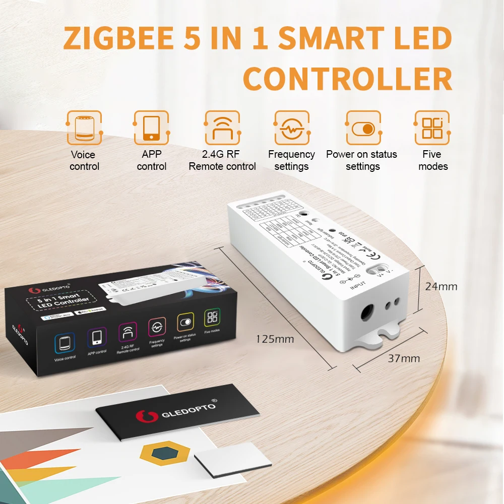 Gledopto Smart Zigbee Led Controller 5 In 1 Rgbcct/Rgbw/Wwcw/Dimmer Fit Voor Tv Achtergrond Slaapkamer gang Keuken Woonkamer