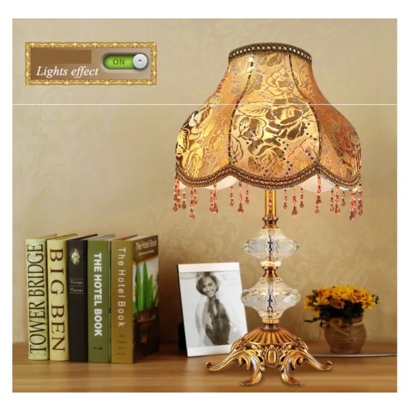 SAROK Modern LED Table Desk Lamp Crystal Bedside Light Decorative For Home Foyer Office Bed Room Study Dining Room