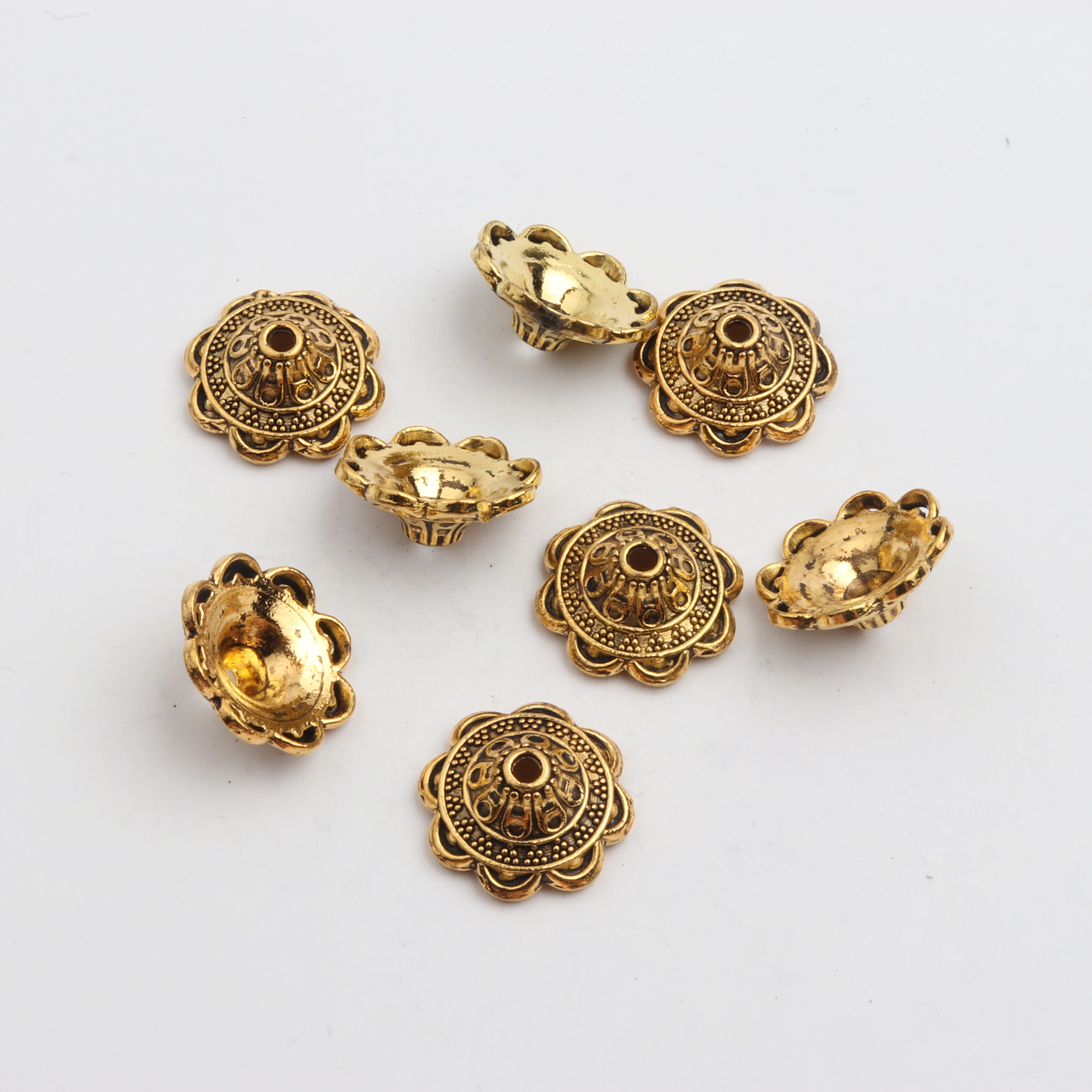 10pcs Multi-color Gold Copper Silver Metal Spacer flower Bead caps For Jewelry Diy Western Chains Bracelet Accessories Wholesale