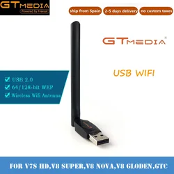 Gtmedia-usb wifi antena dongle para gtmedia v7 plus e v7s hd, receptor de satélite, lan, adaptador de qualidade