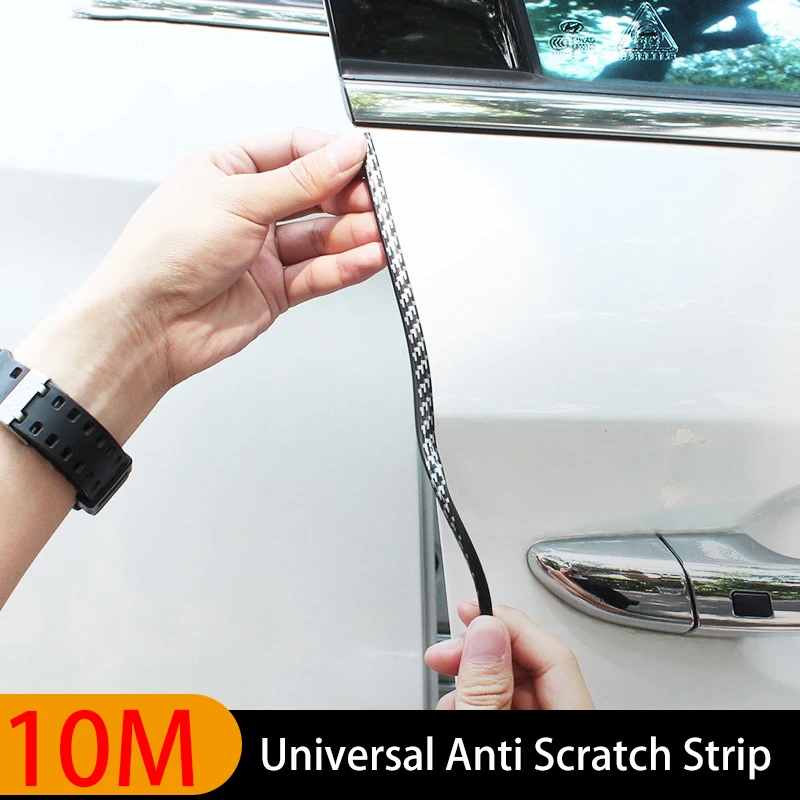 10M Car Door Protector Anti-Collision Strip Carbon Fiber/Red/Silver Door Edge Anti-Scratch Sticker chrome Safety Seal Protection