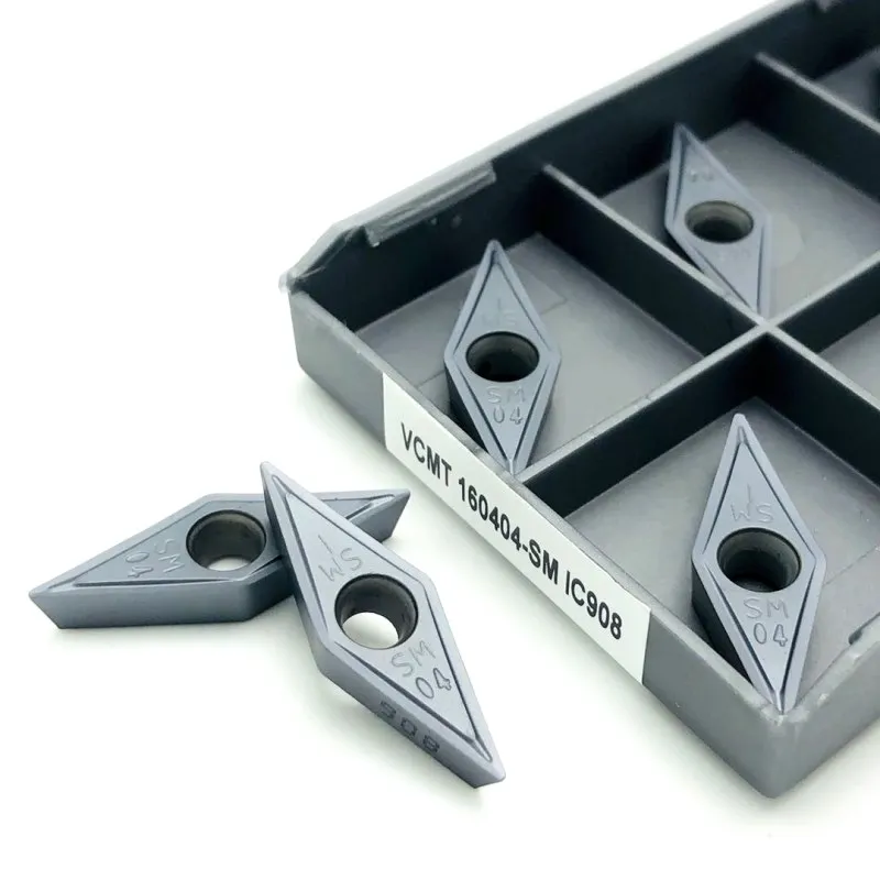 Utensile di tornitura VCMT160404-SM IC907/IC908 esterno utensile di tornitura in metallo più duro resistente all'usura lama CNC tornio utensili da taglio