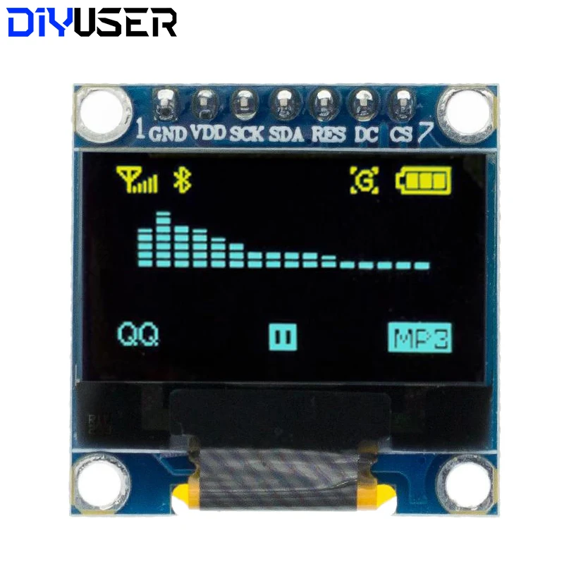 오리지널 0.96 인치 OLED 7 핀 SPI, 화이트, 블루, 옐로우, 블루 0.96 인치 OLED 모듈 128x64 OLED LCD LED 디스플레이 모듈 arduino용