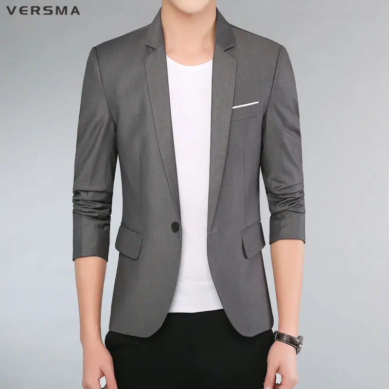 VERSMA Khaki Black Casual Men Blazer Suit Jacket Styles for Wedding Party Wear Chaqueta Terno Slim Fit Office Suits Blazers Male image 5