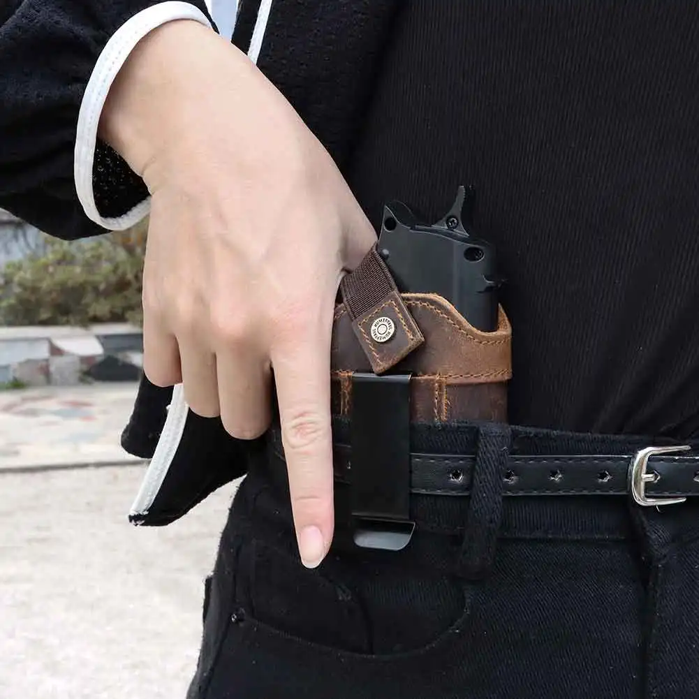 Universal Gun Holster With Concealed Carry Holsters Belt Clip Genuine Leather Airsoft Pistol Cover Bag for All Size Handgun