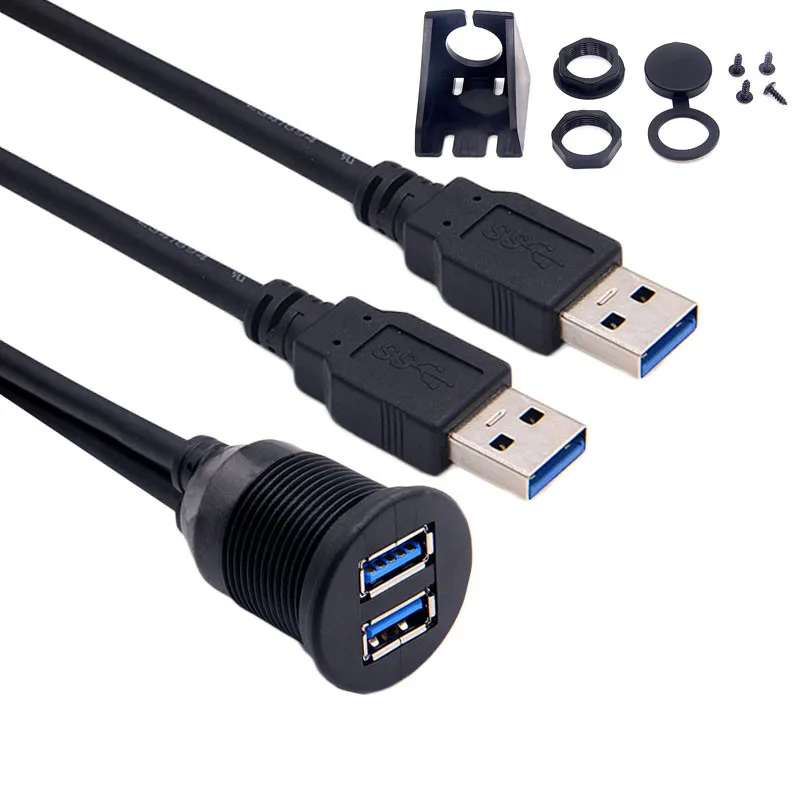 لوحة سيارة فلوش جبل USB قفص الاتهام محول لوحة لوحة 3.0 ميناء ذكر إلى أنثى ملحق تمديد كابلات كابل للدراجات النارية قارب Hot