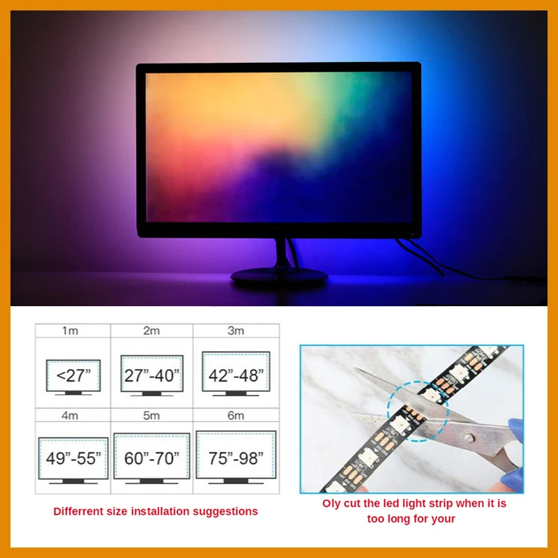 Led ws2812b Fancy Lighting Decoration USB Strip Light RGB Dream Ambient Color for Desktop PC Screen Backlight 1m 2m 3m 4m 5m Rgb