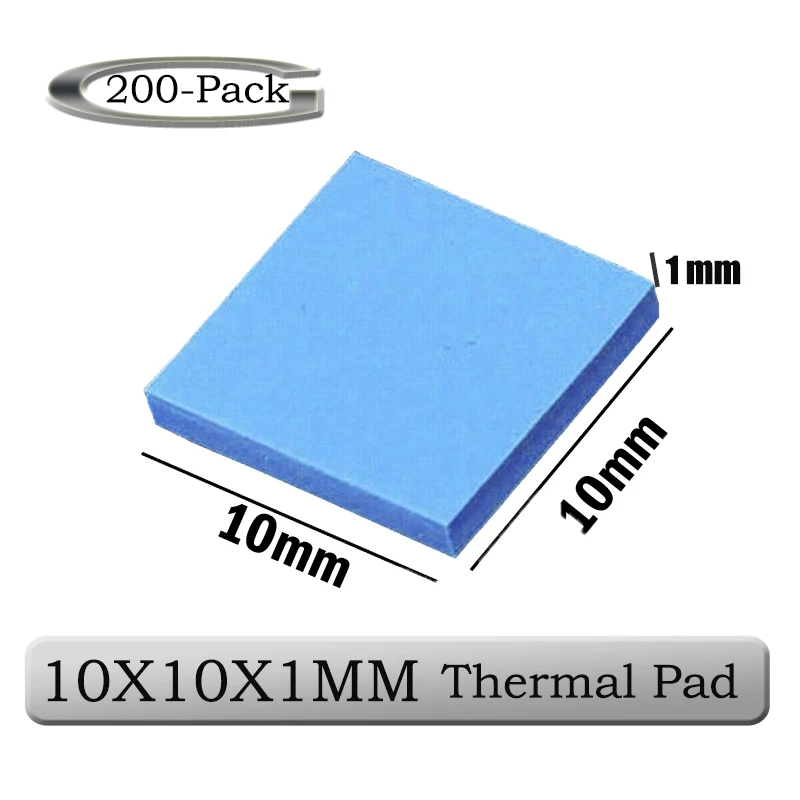 

200pcs Gdstime 10mm x 10mm x 1mm 0.1cm Thickness Blue Thermal Conductive Silicone Pad