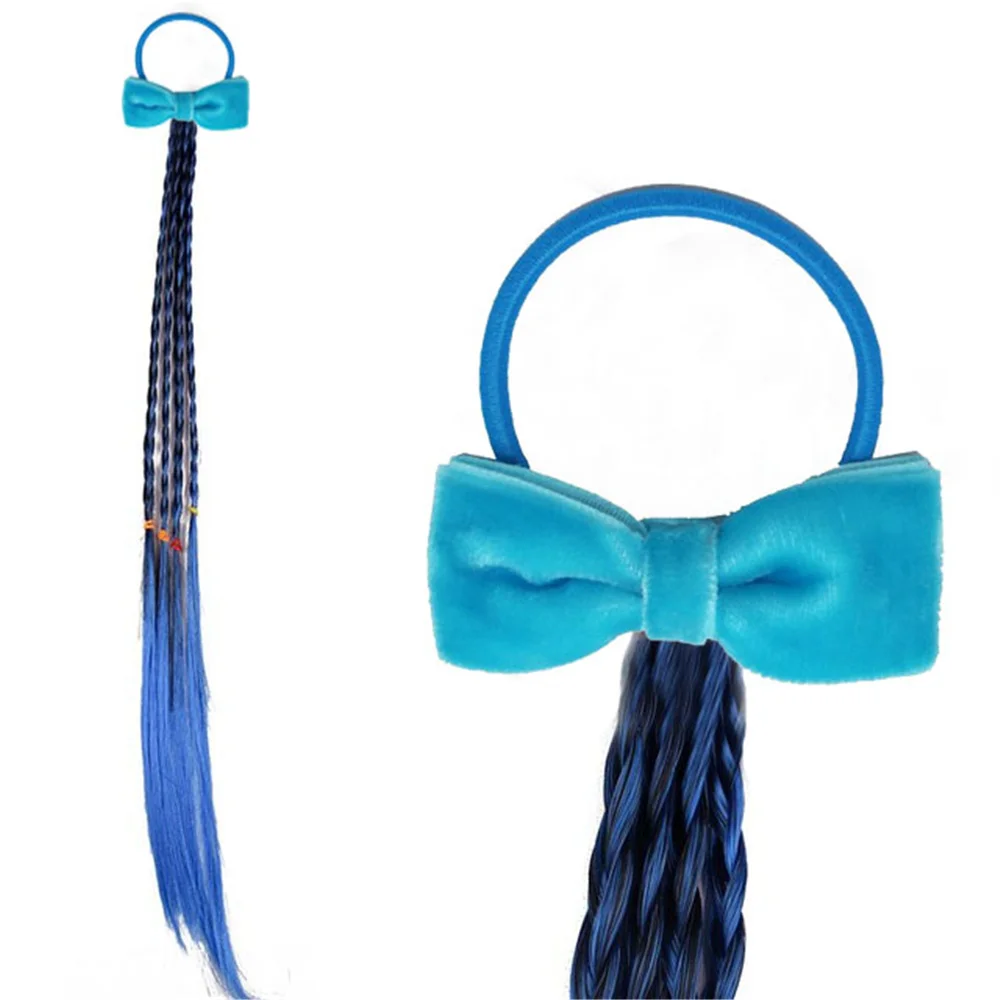 1Pieces Velvet Twist Wig Headband Girl 2.5Inch Bow Elastic HairBand Holder Braided for Kid Elastic Rubber Band Accessories