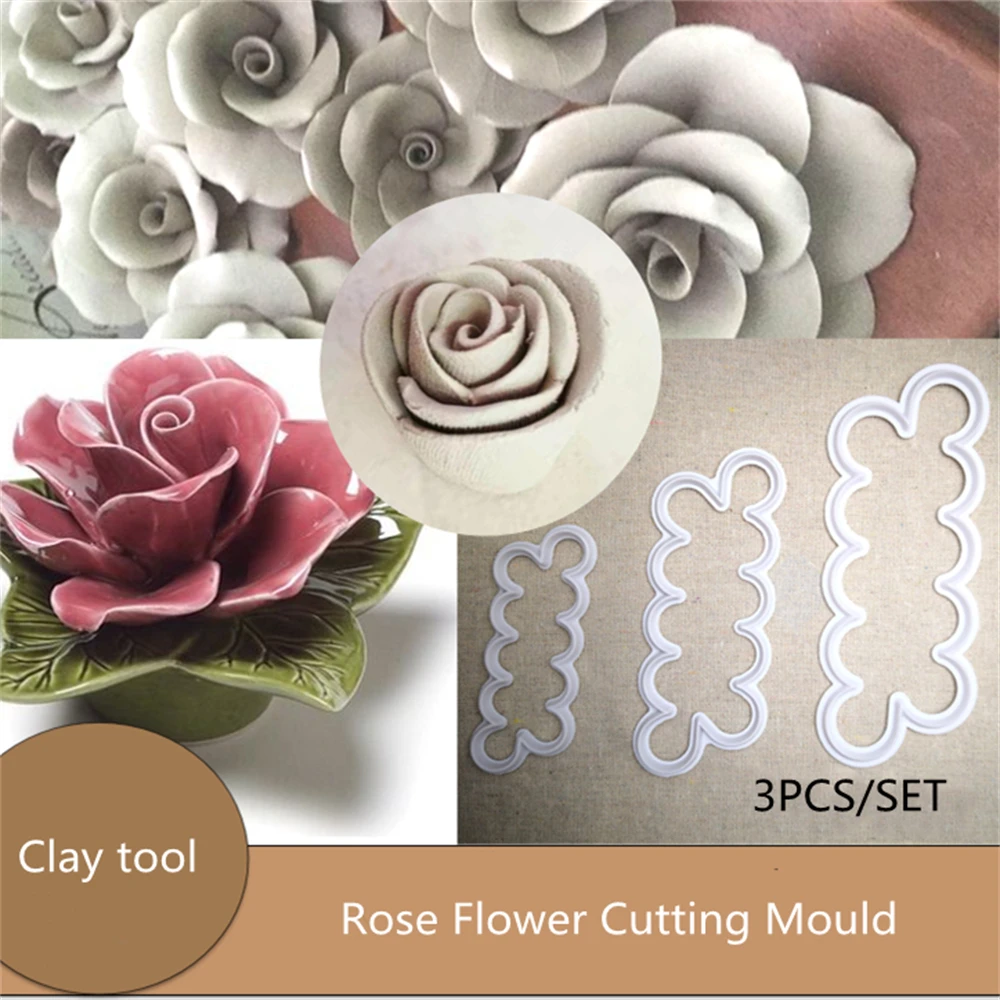 Pottery Mold 3D Rose Flower Clay Tool Accessories Printing Mold for Clay Pottery Handmade Work