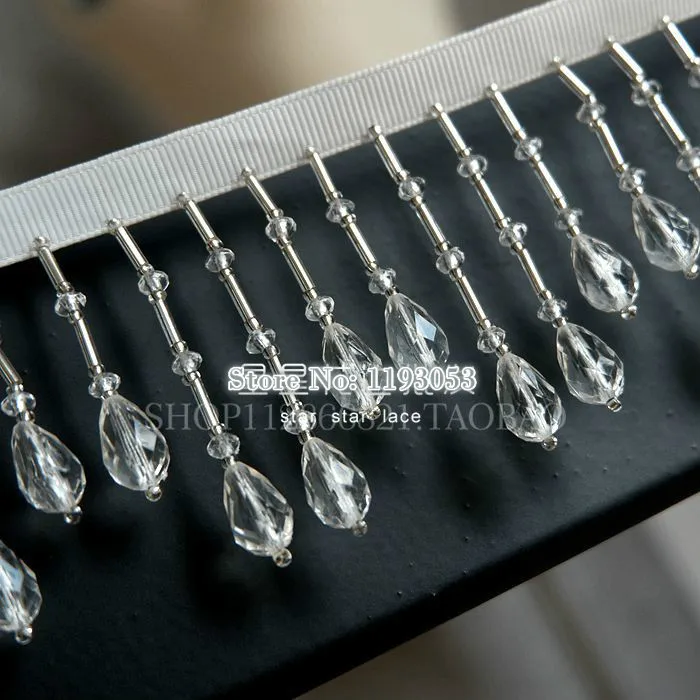 2 hof/Lot Kristall Anhänger Perlen Spitze Quaste Trimmen DIY Bühne Kleidung Hause Vorhang Hochzeit Dekorative Zubehör – Detail 6