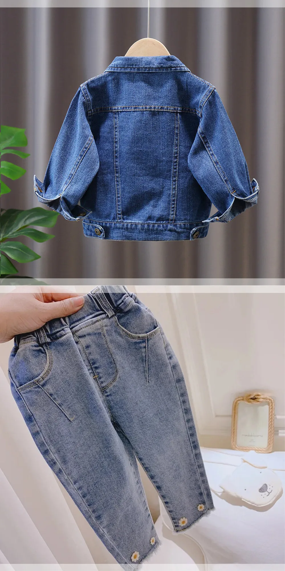 Girls Denim Jacket Spring and Autumn Children\'s Clothing 2024 New Children\'s Casual Jacket Girl Baby Coat Kids Jeans Suit