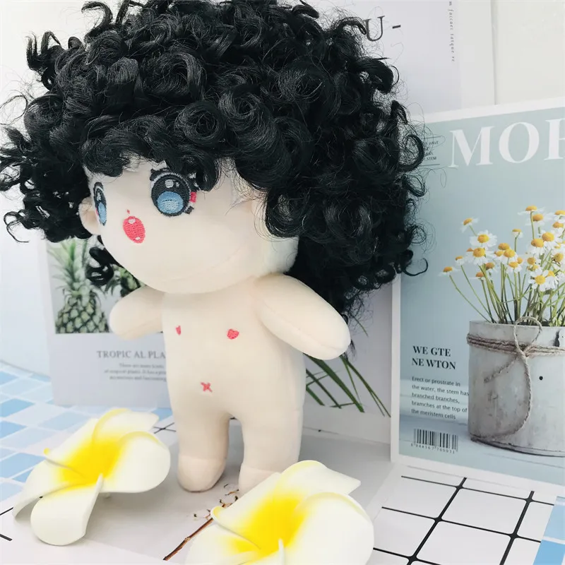 20CM doll hair golden brown long curly hair black short curly hair wig can make a variety of hairstyles DIY doll accessories