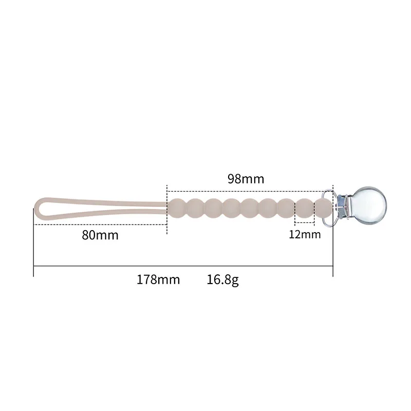 Cadena de chupete con cuentas de silicona para bebé, Clip masticable sin BPA, regalos de dentición, grado alimenticio