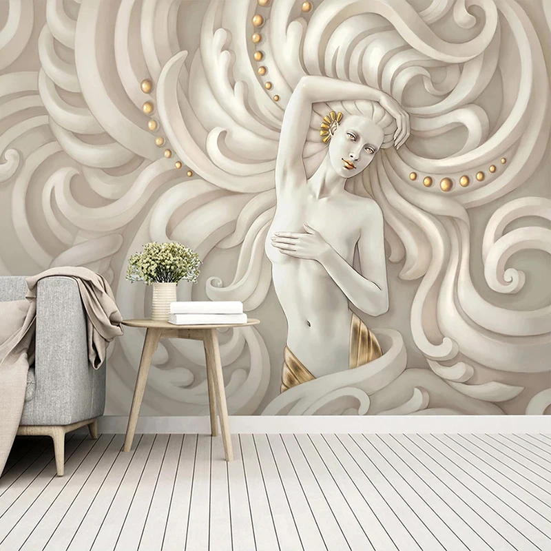 

Custom Mural 3D Stereoscopic Relief Beauty Sculpture Modern Art Wall Painting European Style Living Room Bedroom Photo Wallpaper