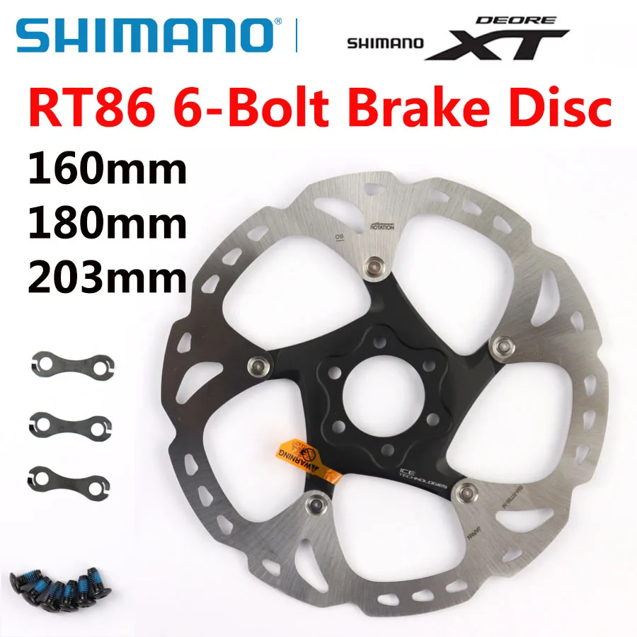 SHIMANO XT Brake Disc SM RT86 Rotor Ice Point Technology Brake Disc 6 Bolt Mountain Bikes Disc SHIMANO RT86 160MM 180MM 203MM