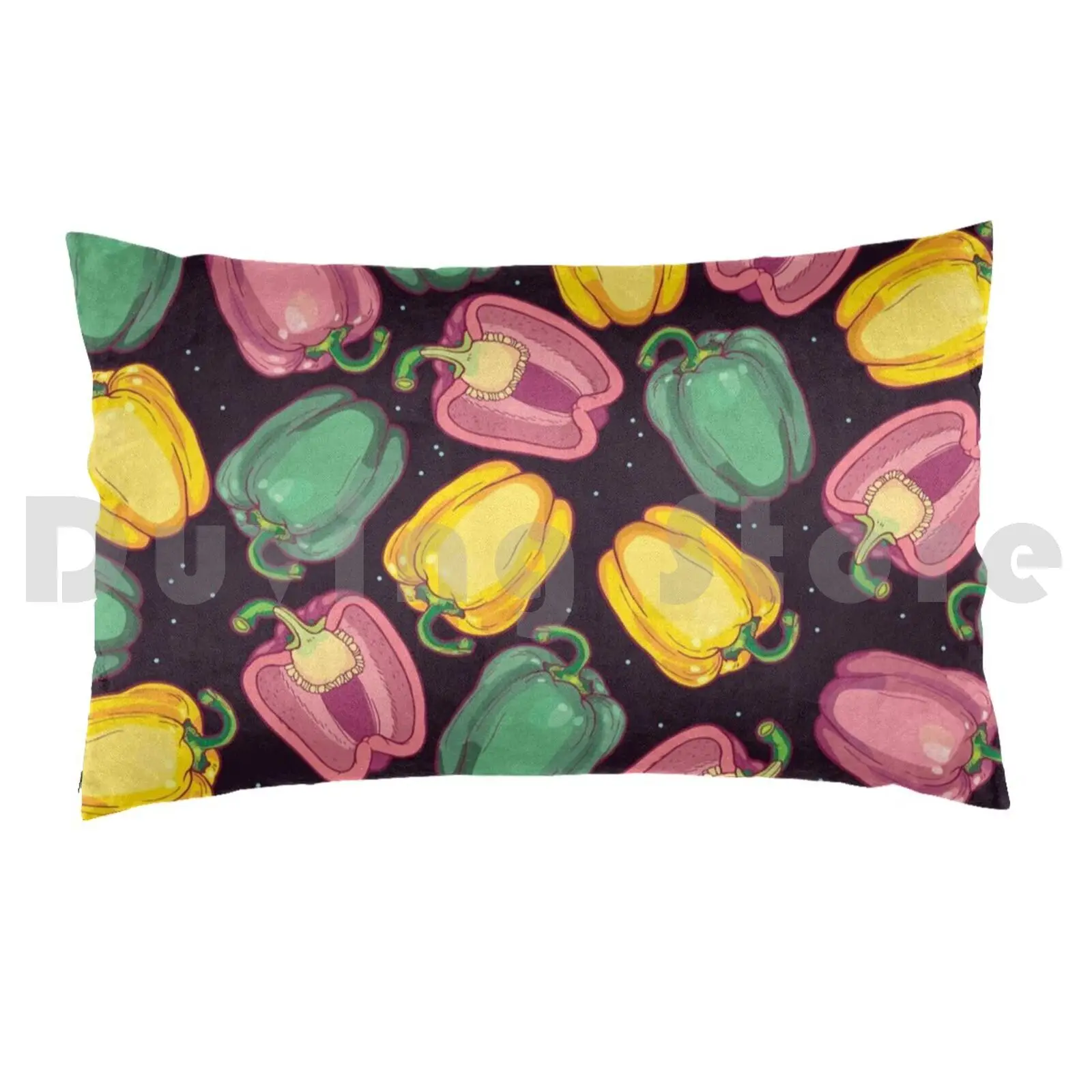 Epic Bell Peppers In Space Pillow Case Printed 50x75 Bell Pepper Pattern Night Sky Garden Pink