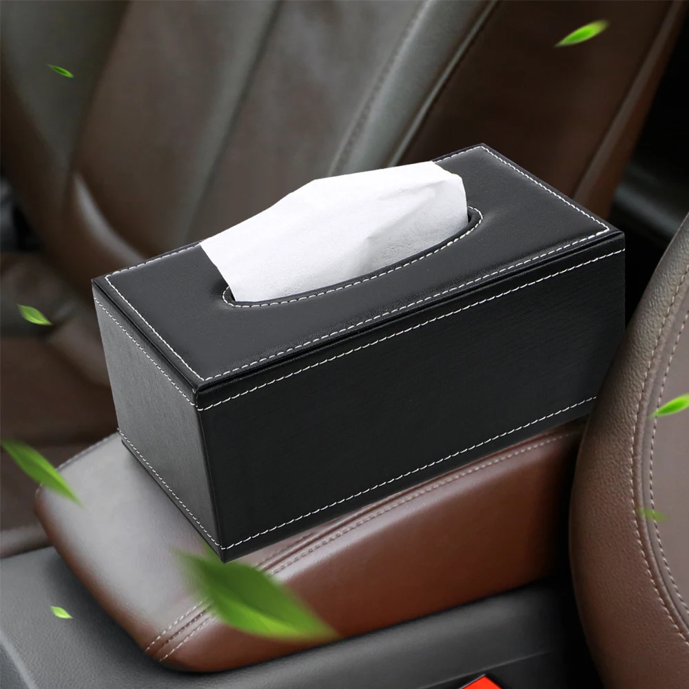 PU Leather Tissue Boxes Rectangular Napkin Box Tissue Paper Holder Home Kitchen Organization Home Supplies Anti-moisture
