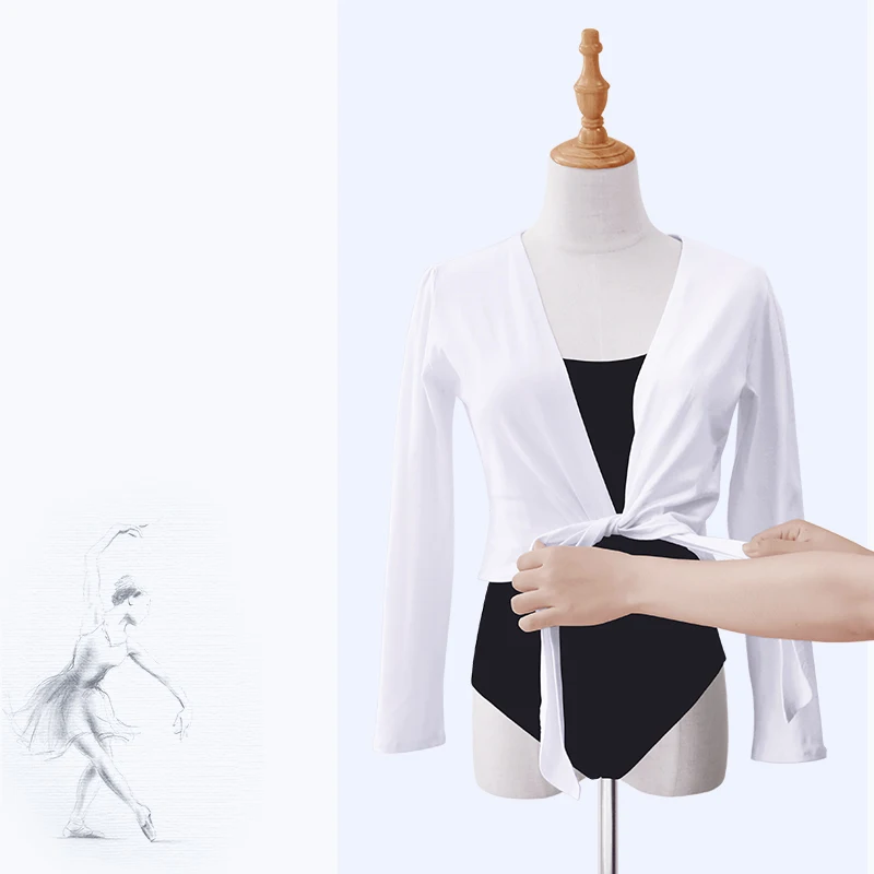 Adult Autumn Long Sleeve Ballet Wrap Top Coat Thermal Cotton Cardigan Jacket Ballet Gymnastic Training Clothes Female Dance Wear