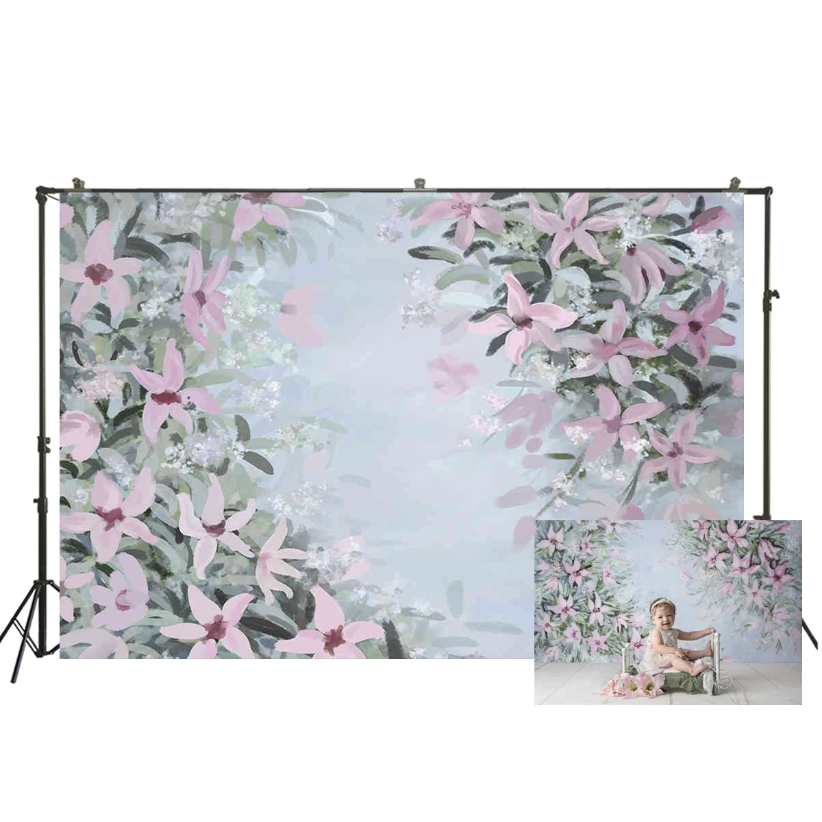 

Photography Backdrop Oil Painting Flowers Birthday Banner Photo Studio Background Newborn Portrait Baby Shower Photocall W-3986