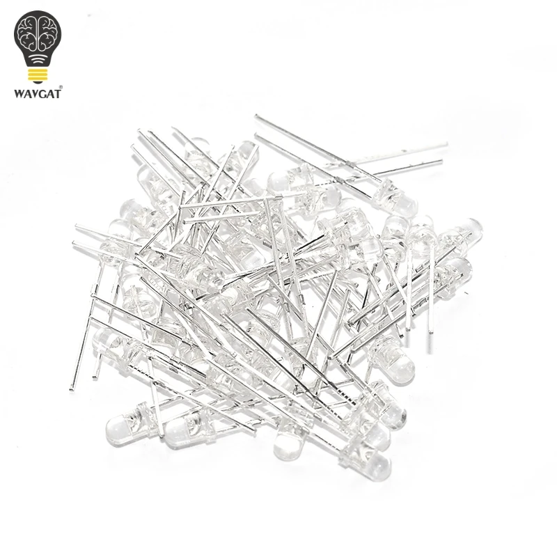 100 sztuk/partia 5MM F3 3mm diody LED wybrane elementy zielony niebieski biały żółty czerwony komponent DIY Kit — zdjęcie 7