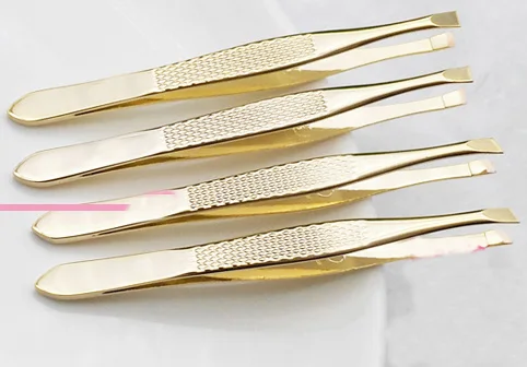 눈썹 족집게 2pcs 경사 플랫 팁 콧수염 헤어 리무버 용 눈썹 족집게 거짓 속눈썹 클립 얼굴 얼굴 코 메이크업