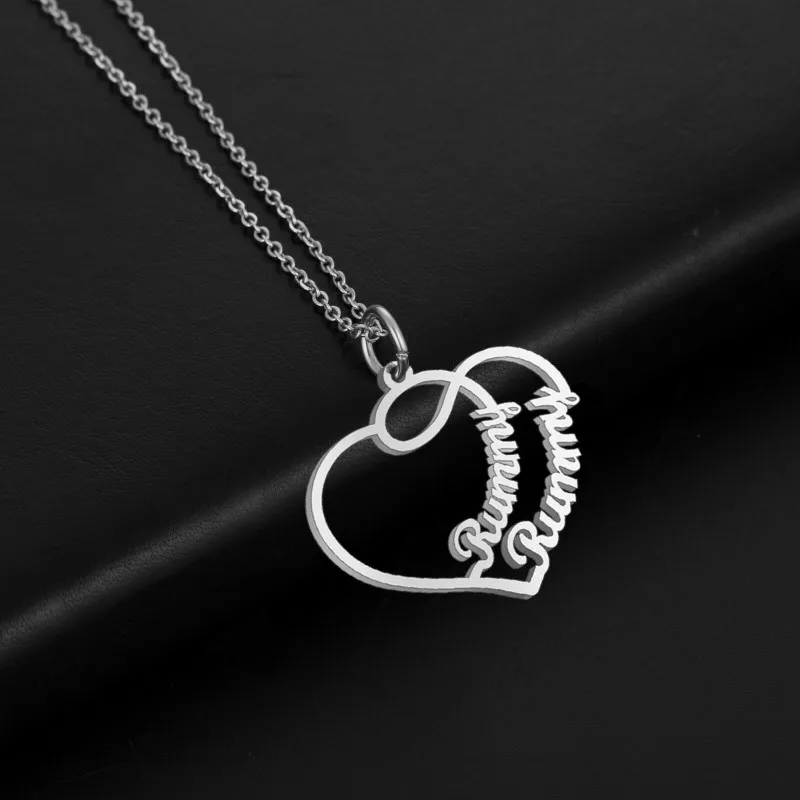 

Handmade Jewelry Custom Name Necklace Stainless Steel Customized Products Women Necklace Heart Chain Pendant Necklaces