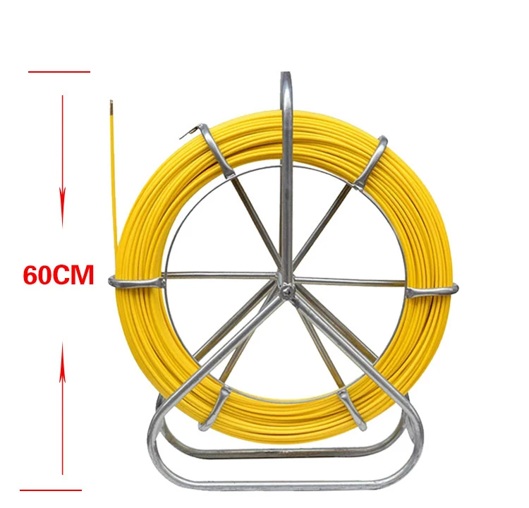 6mm  Duct Rodder Fish Tape Continuous Fiberglass Wire Cable Running with Cage and Wheel Stand 6MM 50m/100m/150m/200m