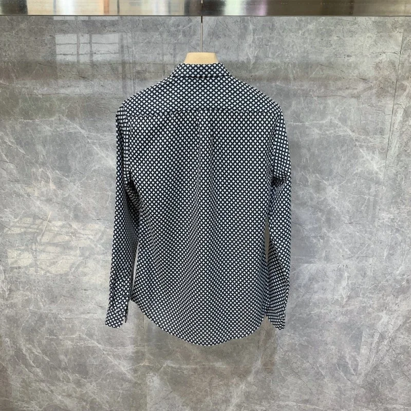

Spring Designer New Mens Wedding Party Polka Dot Shirt Office Man Work Long Sleeve Shirts Single Breasted Casual Man Fashion Top