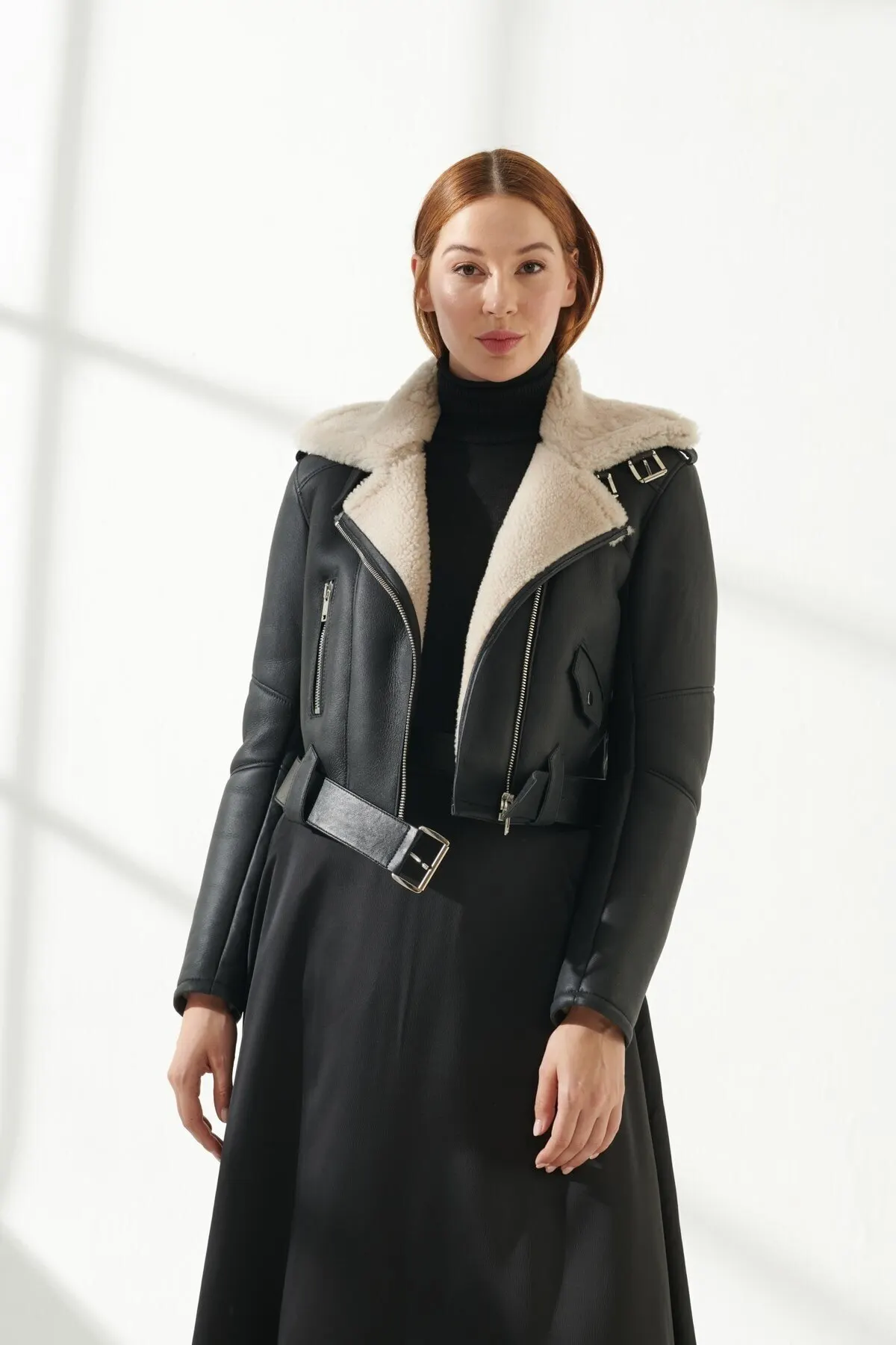 

Women Shearling Jackets Genuine Sheep Skin Coats Fur Winter Warm High Street Overcoat New Season Design Clothing Products Classic